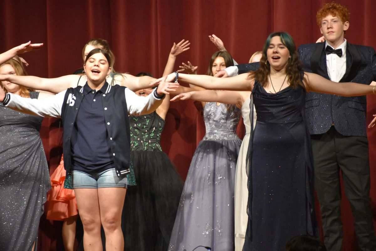 Bailey Abrego (12) and Adele Helleksen (10) as Cady Heron and Janis Ian for the ALHS production of Mean Girls.