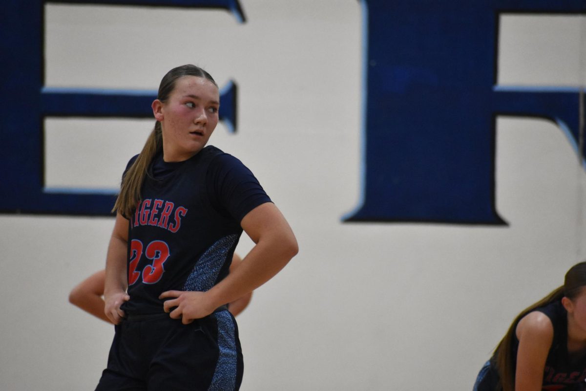 Senior Nevaeh Wacholz at the girls basketball game on December 6th.