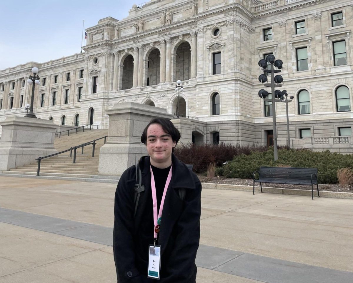 Junior Rice Boettcher outside the Minnesota State Capital building in St. Paul on Jan. 9. Boettcher attended Minnesota Youth in Government Conference. “You can make a lot of friends there because there’s so many people,” said Boettcher. “Everyone was just very nice to each other and even though people got into debates, it was all very polite.”